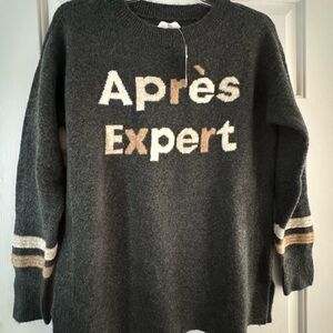 Lou & Grey Charcoal Sweater with Cream and Tan Accents